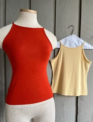 M&S Burnt 橙色和黄色高领弹力背心 - 2 件 1 件!!! — 第 1/4 张图片