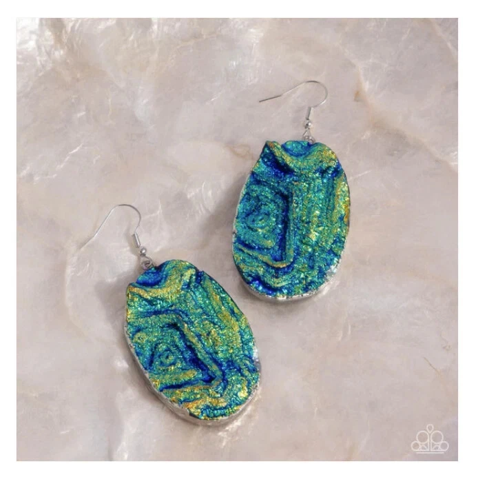New Paparazzi Jewelry ARTISTIC AVENUE EARRING-Gimme The Glitz-Blue NIP - Image 1 of 1