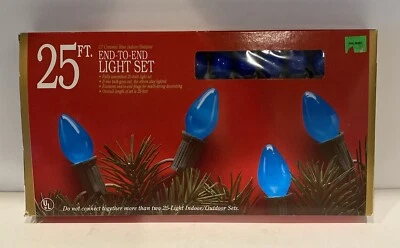 Juego de luces de extremo a extremo Holiday Time 25 C7 color azul cerámica interior exterior NUEVO EN CAJA Foto 1 de 4