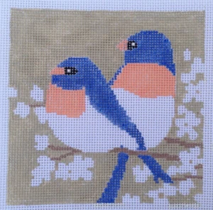 Blue Birds - Hand Painted Needlepoint Canvas - Picture 1 of 1