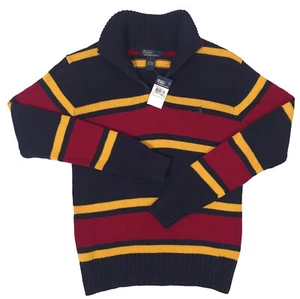 NEW Polo Ralph Lauren Boys Sweater!  Navy or Green Stripes  Zip Neck  SLIM FIT - Picture 1 of 4