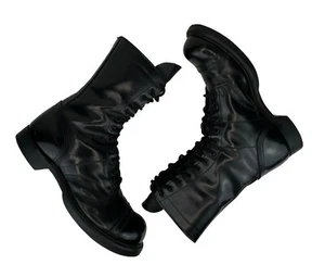 Double H Brand HH Jump Boots Size 9 Tactical Military Cap Toe Black Leather - Picture 1 of 13