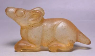 10CM China Hongshan Culture Yellow Crystal Carve Fengshui Mouse Amulet Pendant - Image 1 of 4