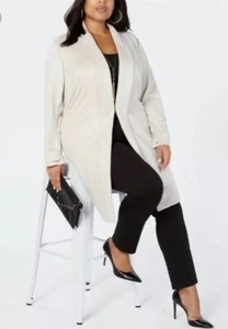 INC International Concepts Faux Suede Cocoon Coat Jacket Dreamy Chalk S $99.50 - Picture 1 of 12