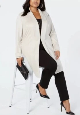 INC International Concepts Faux Suede Cocoon Coat Jacket Dreamy Chalk S $99.50 - Image 1 of 4