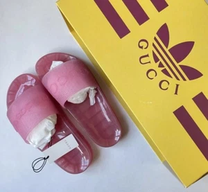 GUCCI x Adidas Women's Rubber Slide Sandals Bon Bon PINK 721228 EU 36, US 6 - Picture 1 of 10