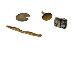 Multi-Tone Gold/Silver Plated Novelty Painter Cufflinks / Tie Clip Lot of 4 - Picture 1 of 4