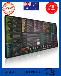 Excel Shortcut Keys Mouse Pad Extended Large XL Cheat Sheet Gaming PC Office - Picture 1 of 7