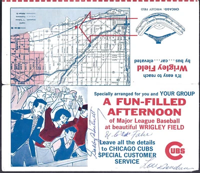 Gabby Hartnett Red Faber Lou Boudreau Autograph Cubs Wrigley Field Promo PSA DNA - Image 1 of 2