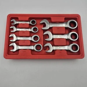 GearWrench 9507D 7PC 72-Tooth 12-Point Stubby Ratcheting Combo SAE Wrench Set - Picture 1 of 4