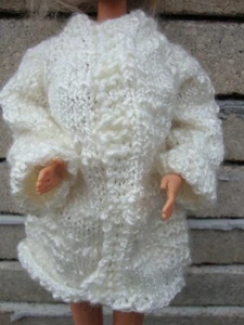 Hand Knit 11.5" Doll Clothes Soft White Coat fits fashion doll such as Barbie - Picture 1 of 3