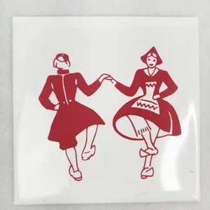 Cubiertas de azulejos kitsch de colección década de 1950 bailarines holandeses 4x4 nuevas stock antiguo cocina MCM - Imagen 1 de 6