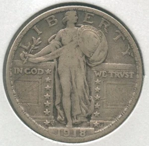 1918-S Silver Standing Liberty Quarter - San Francisco Mint - ER503 - Picture 1 of 2