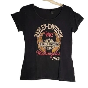 HARLEY DAVIDSON DONNA impreziosito paillettes oversize leggero nero XL NUOVO - Foto 1 di 6