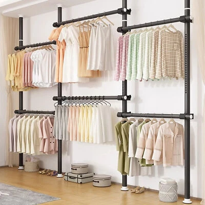 Teleskopstange Kleiderständer mit 6 Kleiderstangen Teleskop Kleiderschrank  - Bild 1 von 4