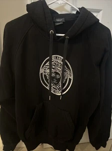 Gianni Versace Milano Made in Italy Big Logo Graphics Black Hoodie Small - Picture 1 of 5