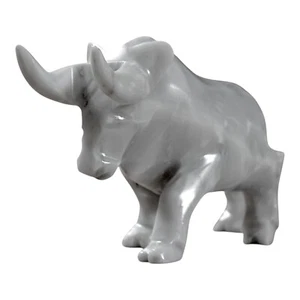 Toro in Marmo Bianco Marble Scultura da Tavolo Marble Design Sculpture H 12cm - Picture 1 of 6