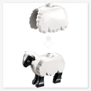 Lego City Mini Figures Lamb Sheep With Black Head,Legs And Eyes With Fleece Wool - Picture 1 of 2