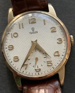 Honey Comb-1950 Rolex Tudor Small Rose-Ballroom Dress Watch, British 9k Case. - Picture 1 of 12