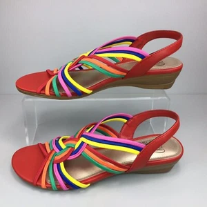 Impo Sandals Womens 8 M Ryla Stretch Slingback Wedge Multicolor Strappy Casual - Picture 1 of 14