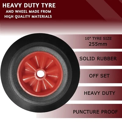 10" VOLLGUMMIRAD Off Set Nabe PANNENSICHER Sackkarre Trolley (255 mm)