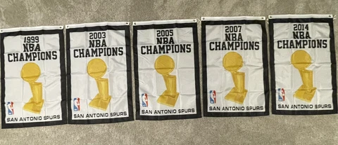 Complete San Antonio Spurs NBA Champions 5 Banners/Flags 2’ x 3’ Cover