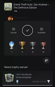 GTA Grand Theft Auto San Andreas Definitive Ed. Platinum Trophy Service PS5 PS4 - Bild 1 von 1
