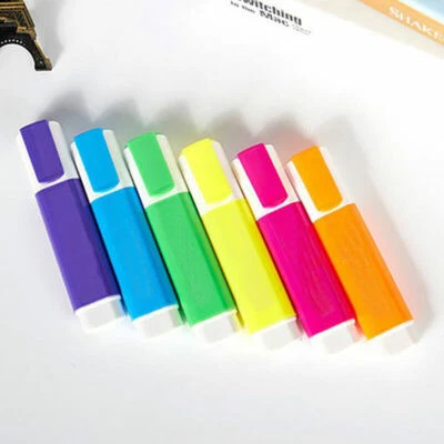 6 Farben Textmarker Marker Highlighter Markierungsstift Leuchtmarker Keilspitze - Bild 1 von 4