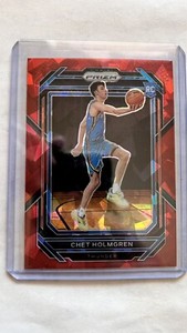 2022-2023 Prizm Chet Holmgren Red Cracked Ice Rookie Card #266 RC OKC Thunder