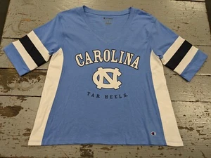 Women's CHAMPION North Carolina Tar Heels V-Neck Blue T-Shirt, Medium - NWOT/NWD - Picture 1 of 8