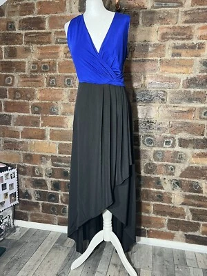 ISSA LONDON ROSIE BLACK/BLUE ASYMETRIC HEM MAXI DRESS NWT FITS 14 - Image 1 of 4