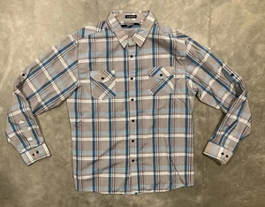 Carbon Blue Gray Plaid Button Down Western Shirt Men's Size XXL Classic Fit 2XL - Picture 1 of 4