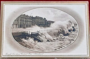 1911 B/W R/P PC of BLACKPOOL, ROUGH SEA from CENTRAL PIER, POSTED - Picture 1 of 2