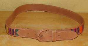 Cinturón de tela/cuero tejido de tapiz guatemalteco 33" - Imagen 1 de 5