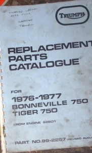 TRUIMPH 750 BONNEVILLE T140V / TIGER 750 TR7RV REPLACEMENT PARTS CATALOGUE 76-77 - Imagen 1 de 1
