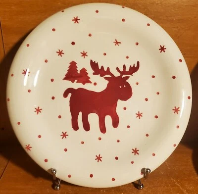 Century White with Red Reindeer / Moose Dinner plate, 10 3/4", Christmas - Image 1 of 4