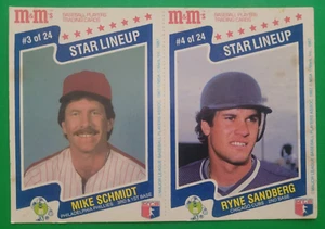 1987 M & M's Mike Schmidt & Ryne Sandberg  #s 3 & 4  "Star Lineup" EX condition - Picture 1 of 5