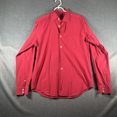 Camisa Ems Of Masons Para Hombre Roja Con Botones Manga Larga Talla L Algodón Pima Foto 1 de 4