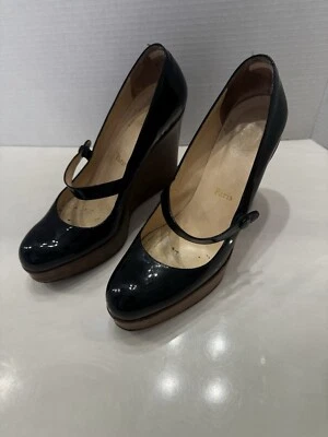 Christian Louboutin IOWA ZEPPA charol negro Mary Jane zapatos de plataforma 39 Foto 1 de 4