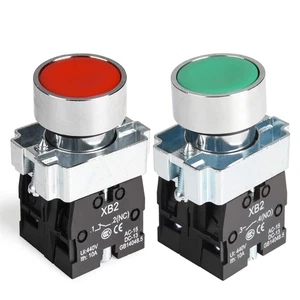 22MM Momentary Push Button Switch Red Green 1NO 1NC Metal Head XB2-11BN-G&R - Picture 1 of 12
