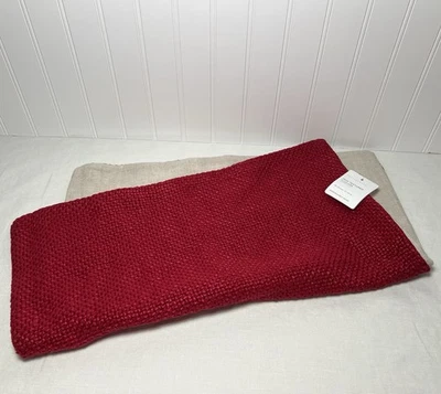 Pottery Barn Faye Textured Linen  Pillow Cover ~ 20” Sq. ~ Cardinal Red - Image 1 of 4
