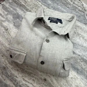 Vintage Polo Ralph Lauren Shirt Mens Extra Large Benford Button Up Pockets Gray - Picture 1 of 7