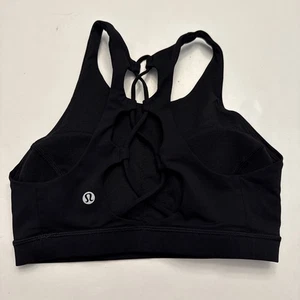 Lululemon Sports Bra Women’s Size 2 Black Tied To It Strappy Back Padded - Picture 1 of 8