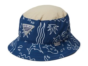 Columbia Youth Unisex PFG Bucket Hat Outdoor Blue Tan New - Picture 1 of 2