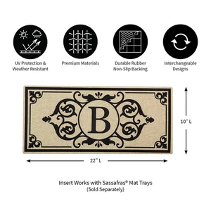 Cambridge Monogram Burlap Sassafras Switch Mat, Letter B - Picture 1 of 5