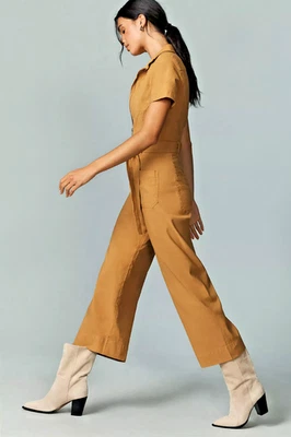 Macacão de fim de semana tecido mágico Anthropologie Colette novo com etiquetas mel cacau pequeno 0 0P - Imagem 1 de 4