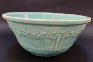Small Homer Laughlin Apple orange Tree Mixing Bowl Colgate Blue Green 7" - Picture 1 of 6