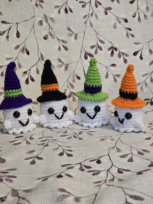 1Crochet Mini Ghost Halloween Witch Ghost Handmade Witch Ghost Mini Ghost Witch  - Image 1 of 4