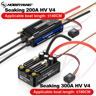 HOBBYWING Seaking HV V4 200A/300A Brushless ESC lP67 BEC For 140/180CM Boats DIY - Image 1 of 4