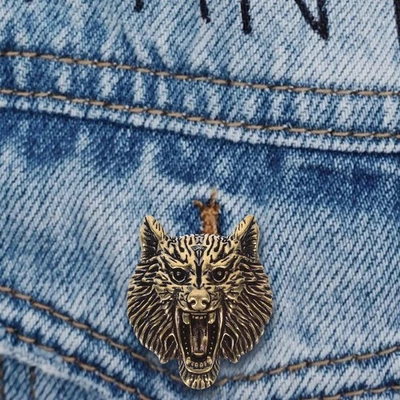 Set of 5 Wolf Head Decrotive Metal Buckle for Bag Accessory Button